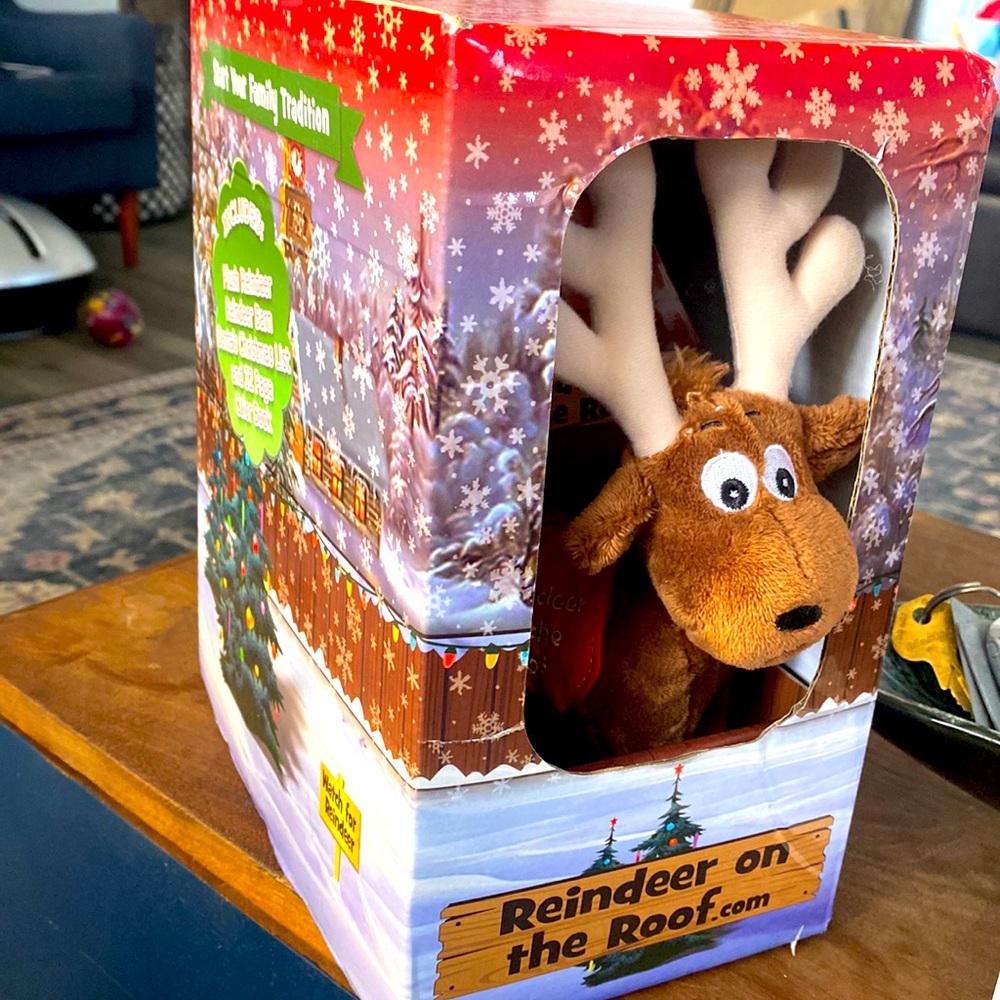 Reindeer on the roof like elf on the shelf includes book